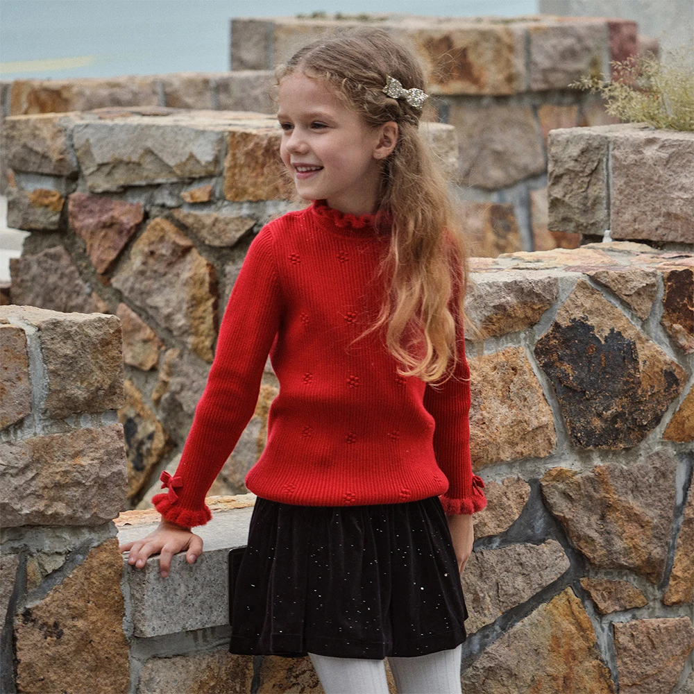 Dave Bella Children Autumn Winter Knitted Pullover Sweater for Girls Half High Collar Bottoming Sweater Kids Clothes DK4254583