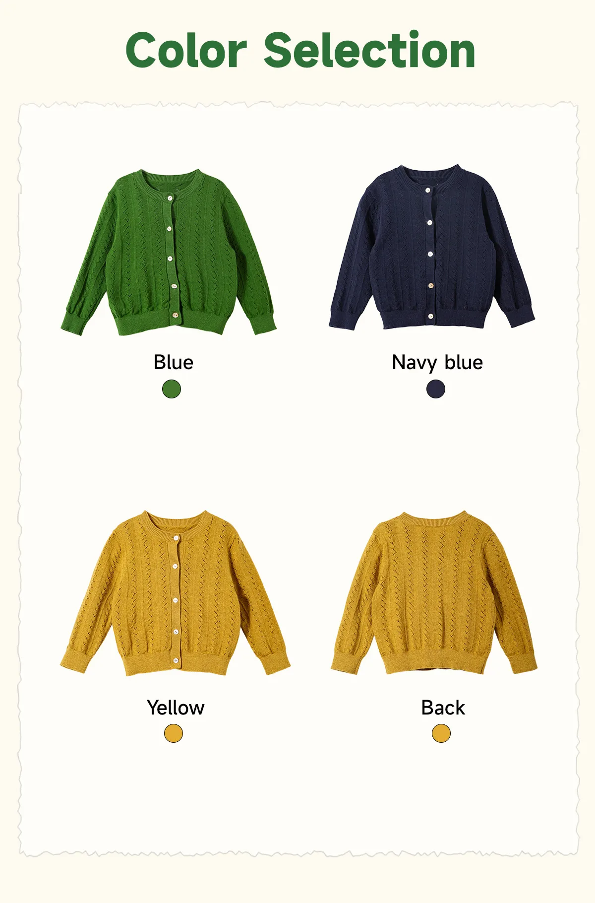 Amila 2026 Spring Children's Sweater Cardigan Round Neck Hollow Pattern Casual Loose Daily Fashion Gentle Top