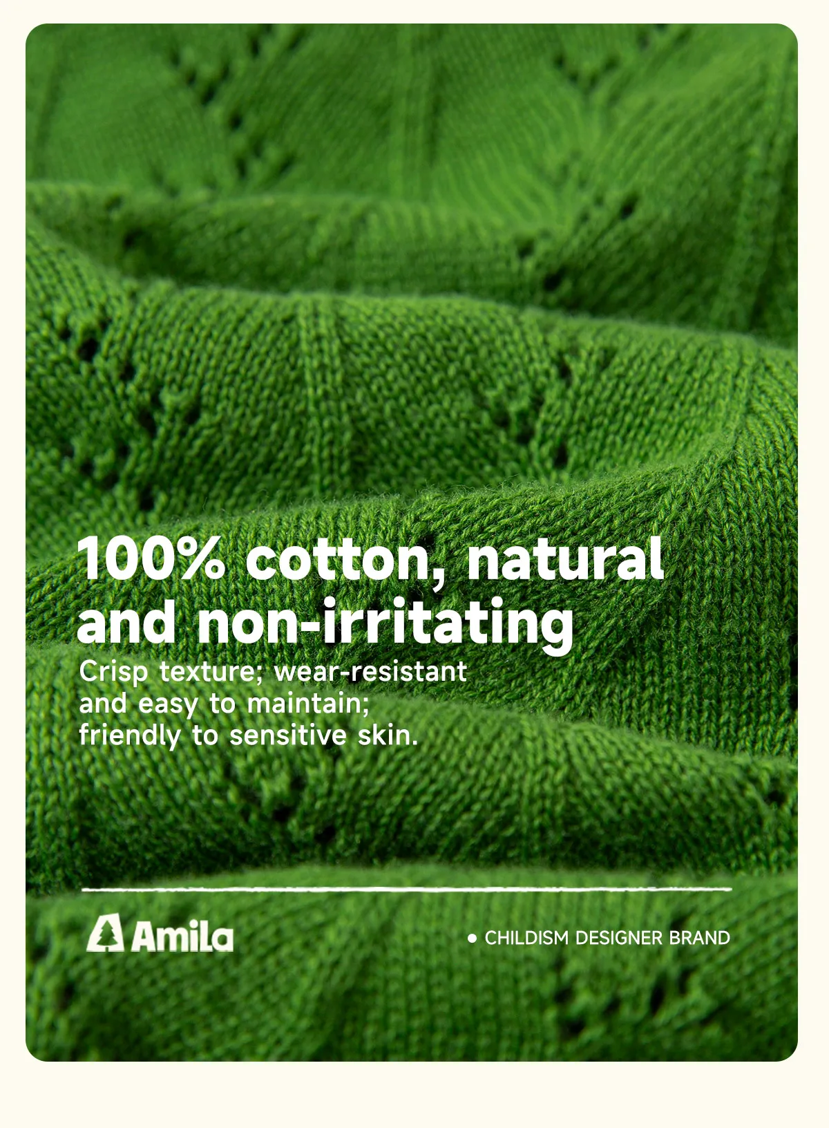Amila 2026 Spring Children's Sweater Cardigan Round Neck Hollow Pattern Casual Loose Daily Fashion Gentle Top