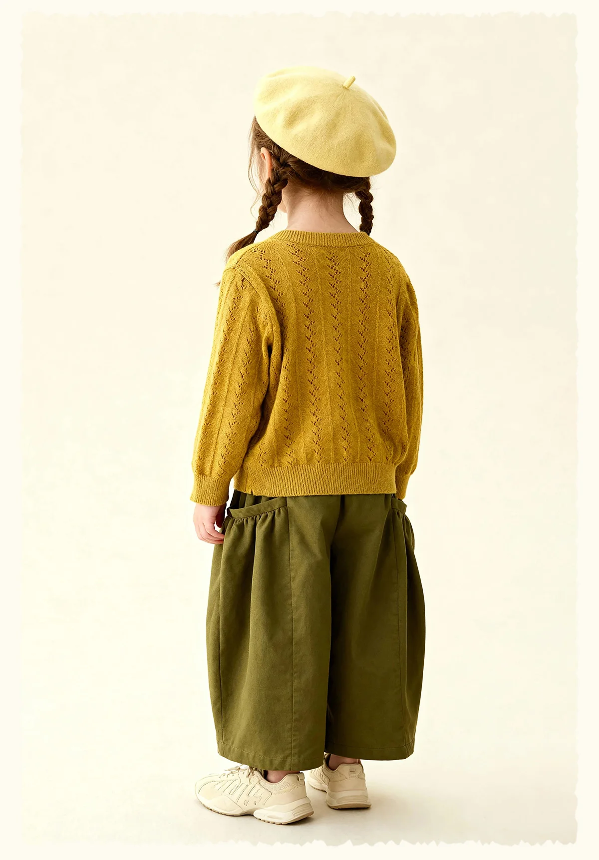 Amila 2026 Spring Children's Sweater Cardigan Round Neck Hollow Pattern Casual Loose Daily Fashion Gentle Top