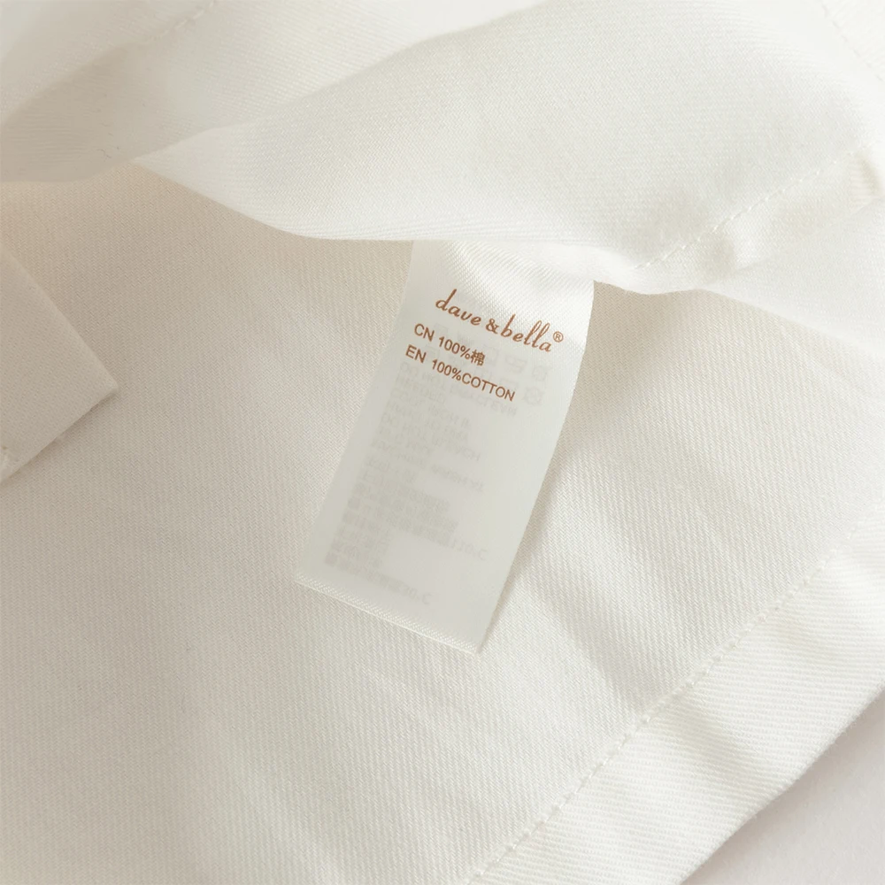 Dave Bella Children's Spring Autumn Shirt Girls Cute Blouse Sweet Cotton White Button Bottoming Shirt Tops DK3252659