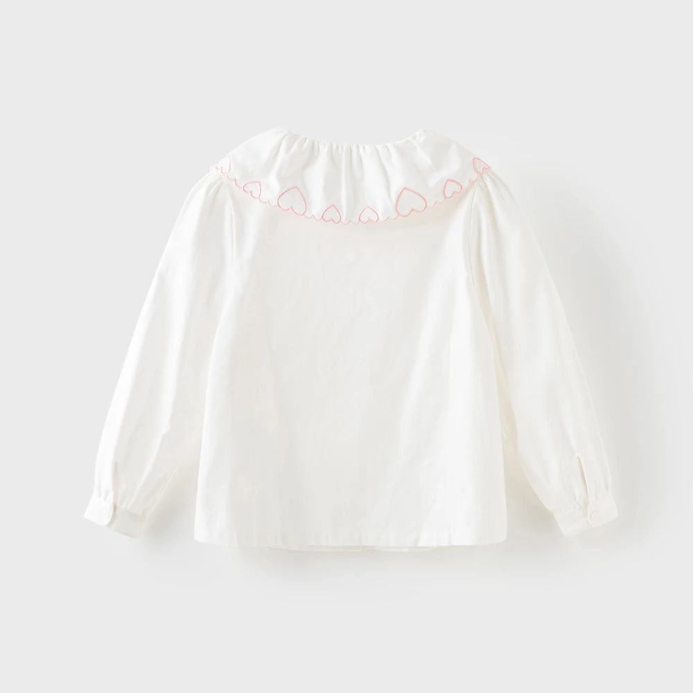 Dave Bella Children's Spring Autumn Shirt Girls Cute Blouse Sweet Cotton White Button Bottoming Shirt Tops DK3252659