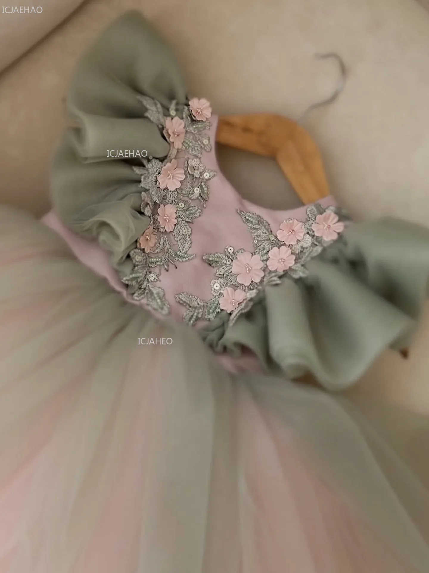 Girls Birthday Princess Dress Children New Party Gown with Flutter Sleeves for Kids Celebration Pageant Formal Evening Costumes