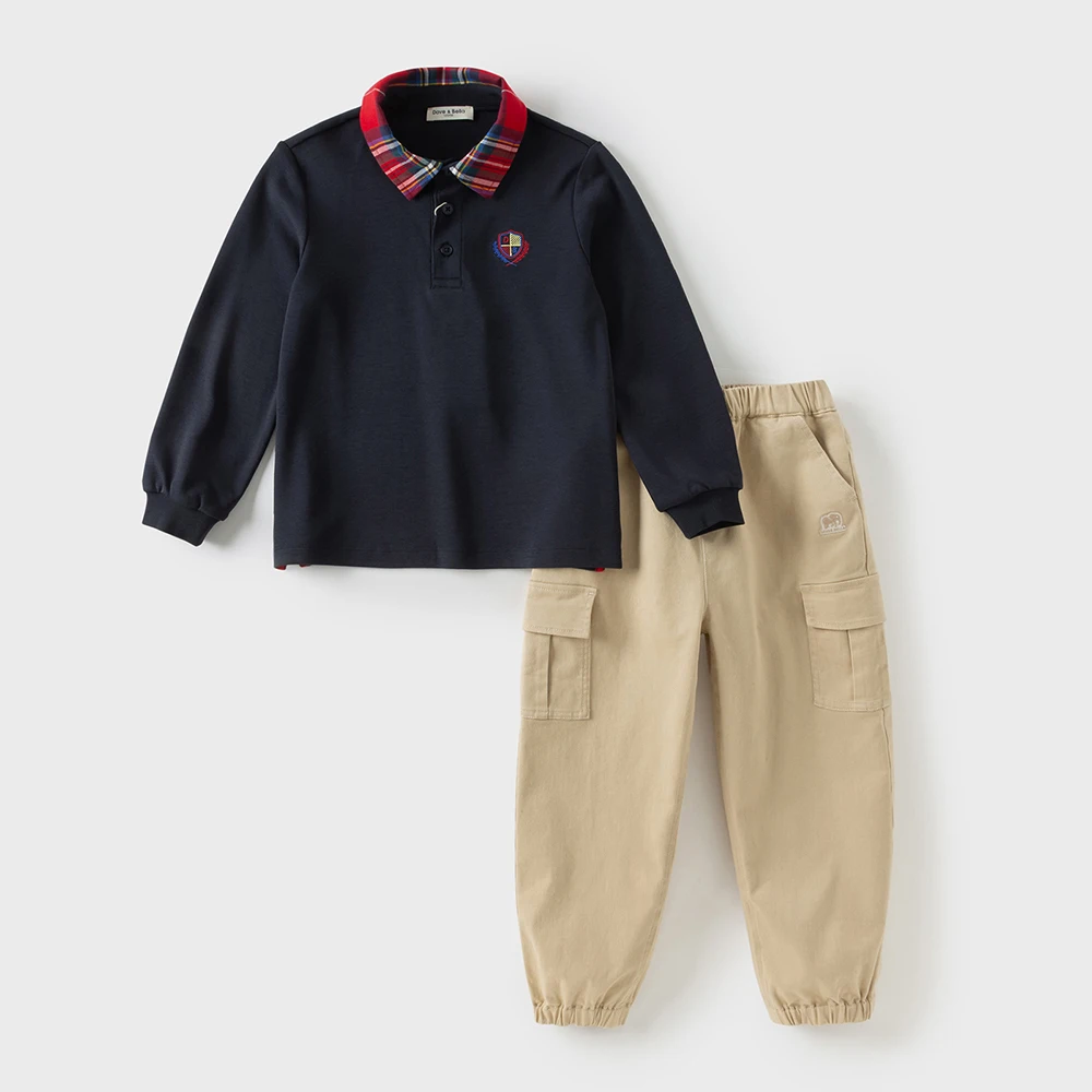 Dave Bella Boys Long Sleeve Polo T-Shirt Kids Solid Autumn Spring Tops Baby Cotton Casual Outdoor Clothes DK3254715