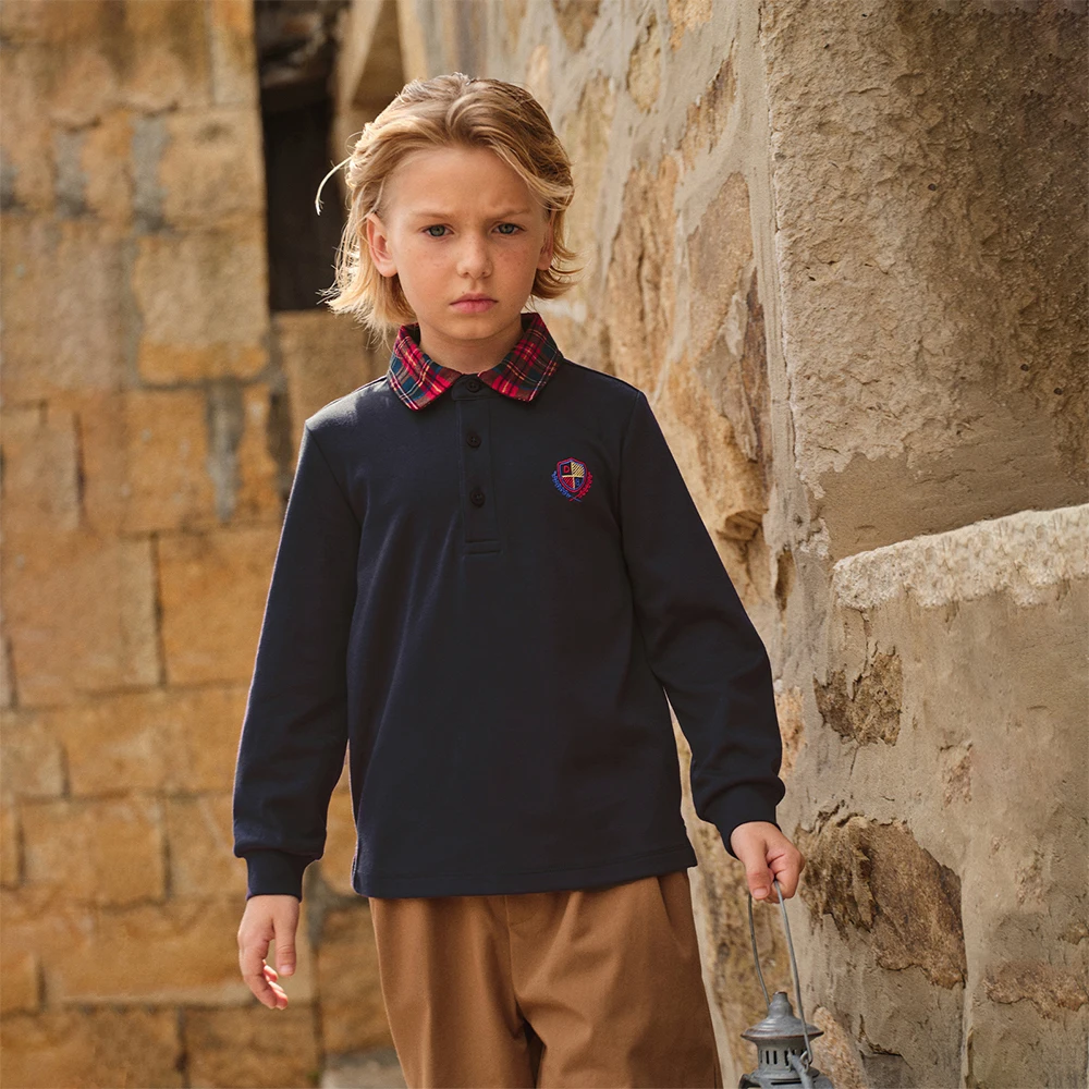 Dave Bella Boys Long Sleeve Polo T-Shirt Kids Solid Autumn Spring Tops Baby Cotton Casual Outdoor Clothes DK3254715