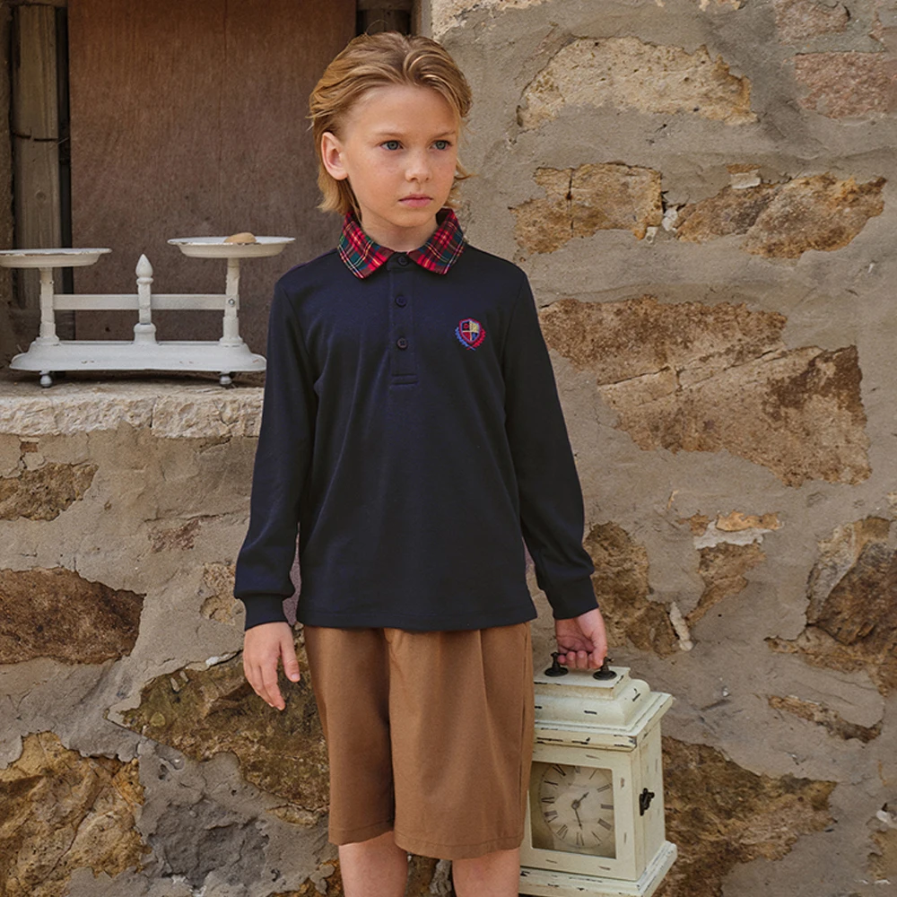 Dave Bella Boys Long Sleeve Polo T-Shirt Kids Solid Autumn Spring Tops Baby Cotton Casual Outdoor Clothes DK3254715