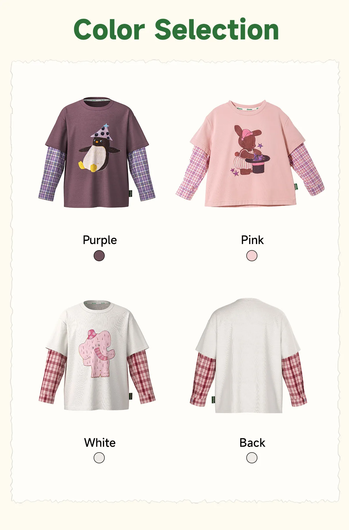 Amila 2026 Spring Children's Vacation Two Piece T-Shirt With Plaid Long Sleeved Patchwork Design, Casual And Fashionable