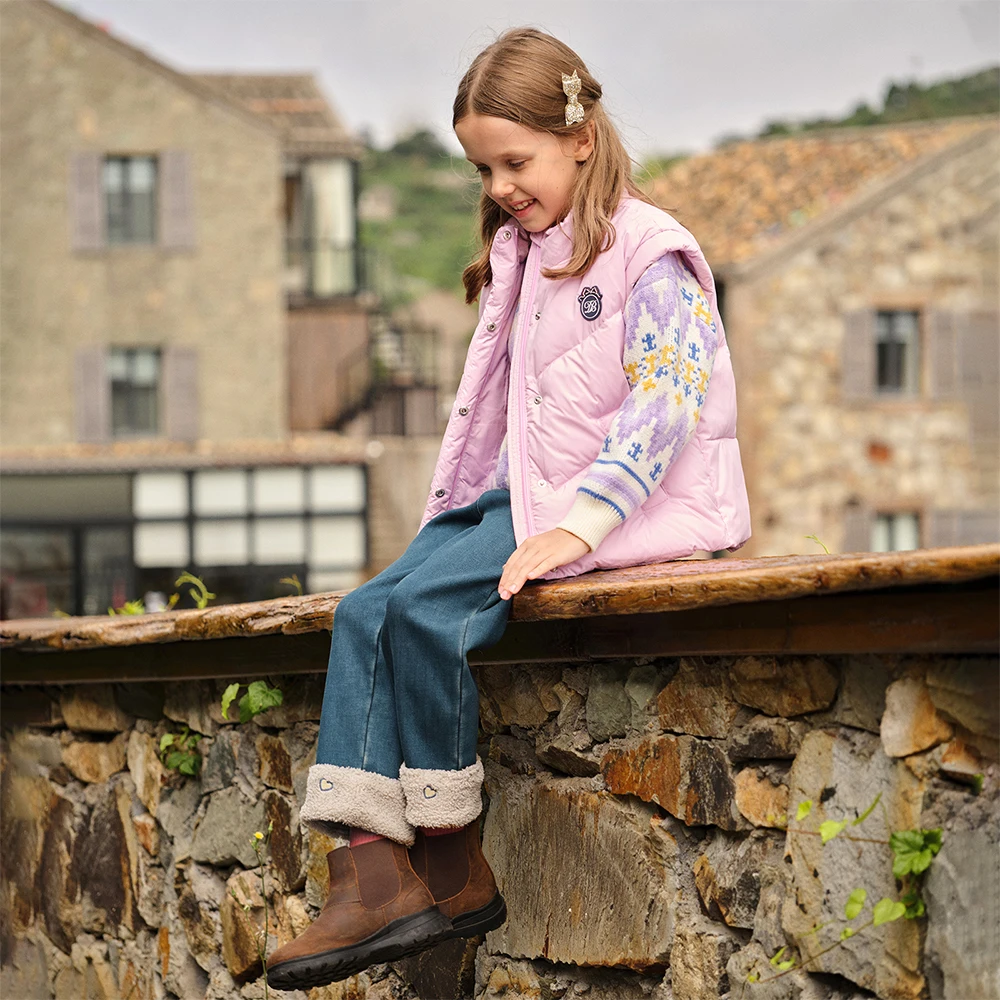 Dave Bella Children's Jean Pants Winter Autumn Velvet Thicken Girls Straight Pants Casual Warm Trousers DK4254423