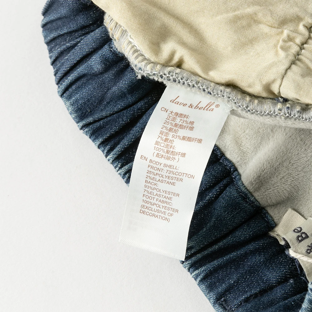 Dave Bella Children's Jean Pants Winter Autumn Velvet Thicken Girls Straight Pants Casual Warm Trousers DK4254423