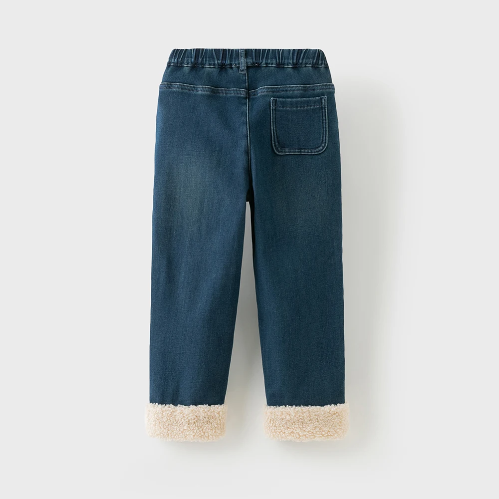 Dave Bella Children's Jean Pants Winter Autumn Velvet Thicken Girls Straight Pants Casual Warm Trousers DK4254423
