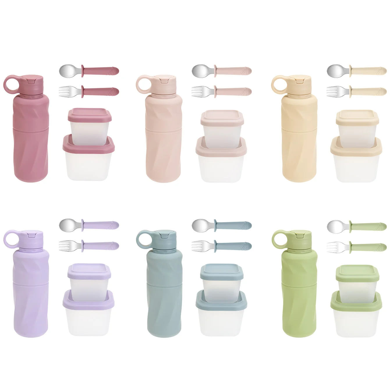 Children's Tableware Set Made of Silicone for Serving Food