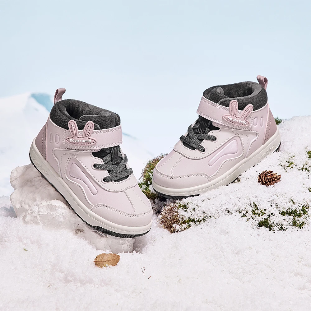 Dave Bella Baby Board Shoes Winter New Girls' Antibacterial Shoes Sweet Cute Children's Velvet Shoes Outdoor Warm DB4254324