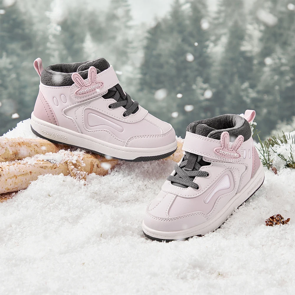 Dave Bella Baby Board Shoes Winter New Girls' Antibacterial Shoes Sweet Cute Children's Velvet Shoes Outdoor Warm DB4254324