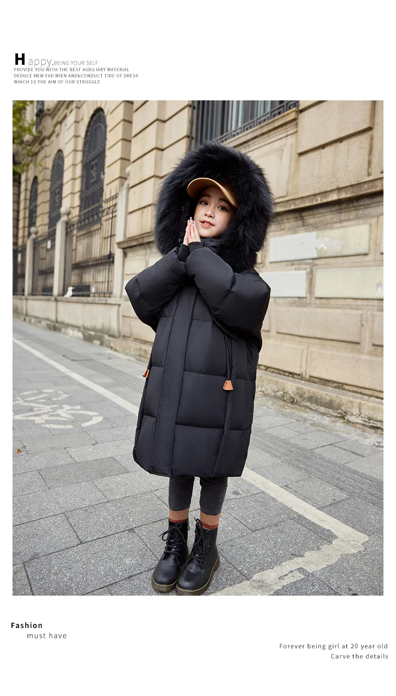 OLEKID 2025 -30 Degree Winter Down Jacket For Girl Thick Warm Long Teen Girl Jacket Coat 5-12 Years Kid Parka Children Outerwear