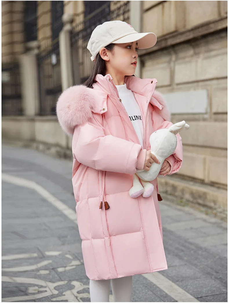OLEKID 2025 -30 Degree Winter Down Jacket For Girl Thick Warm Long Teen Girl Jacket Coat 5-12 Years Kid Parka Children Outerwear