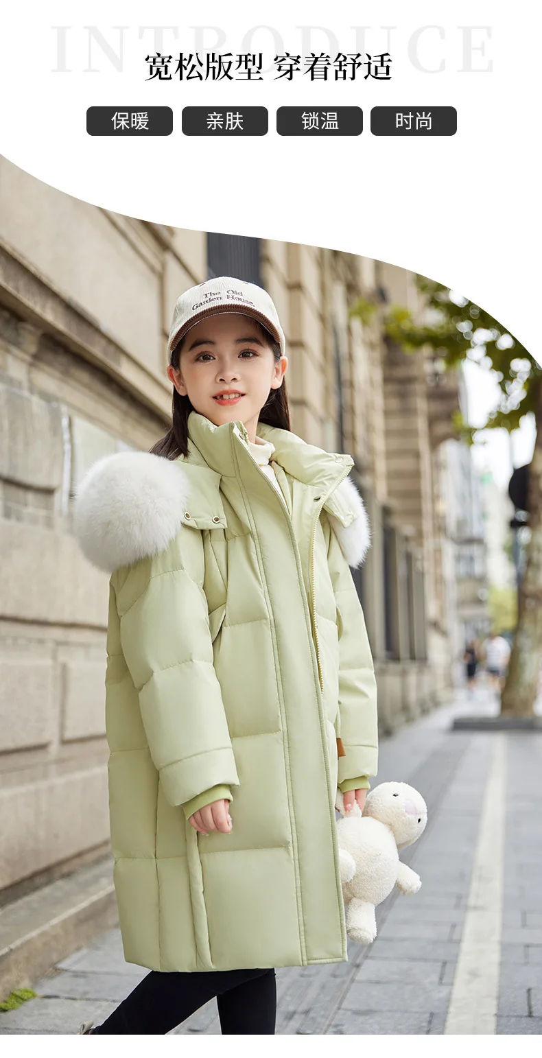 OLEKID 2025 -30 Degree Winter Down Jacket For Girl Thick Warm Long Teen Girl Jacket Coat 5-12 Years Kid Parka Children Outerwear