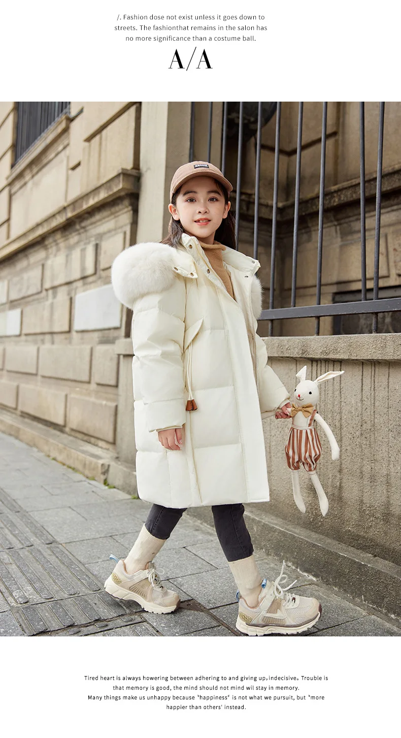 OLEKID 2025 -30 Degree Winter Down Jacket For Girl Thick Warm Long Teen Girl Jacket Coat 5-12 Years Kid Parka Children Outerwear