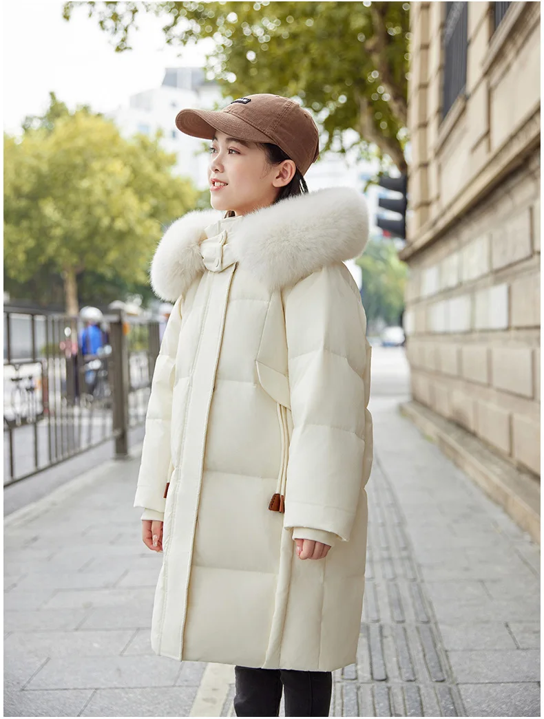 OLEKID 2025 -30 Degree Winter Down Jacket For Girl Thick Warm Long Teen Girl Jacket Coat 5-12 Years Kid Parka Children Outerwear
