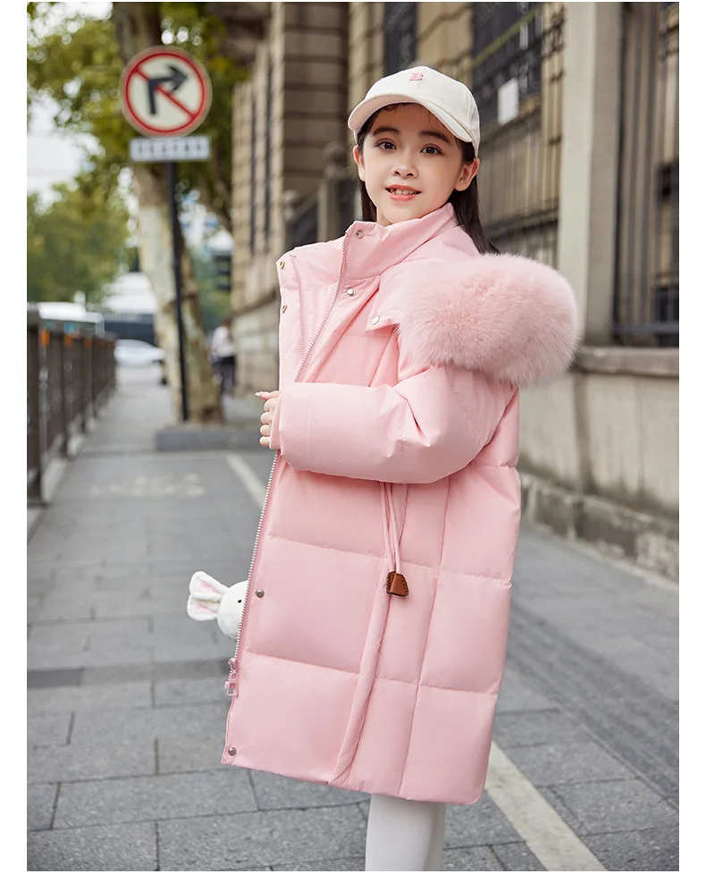 OLEKID 2025 -30 Degree Winter Down Jacket For Girl Thick Warm Long Teen Girl Jacket Coat 5-12 Years Kid Parka Children Outerwear