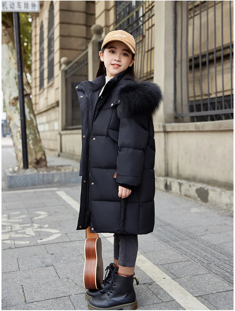 OLEKID 2025 -30 Degree Winter Down Jacket For Girl Thick Warm Long Teen Girl Jacket Coat 5-12 Years Kid Parka Children Outerwear
