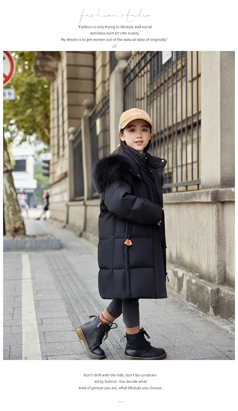 OLEKID 2025 -30 Degree Winter Down Jacket For Girl Thick Warm Long Teen Girl Jacket Coat 5-12 Years Kid Parka Children Outerwear