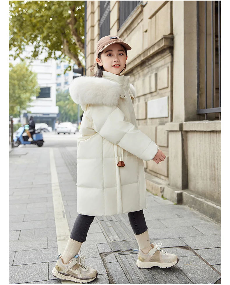 OLEKID 2025 -30 Degree Winter Down Jacket For Girl Thick Warm Long Teen Girl Jacket Coat 5-12 Years Kid Parka Children Outerwear
