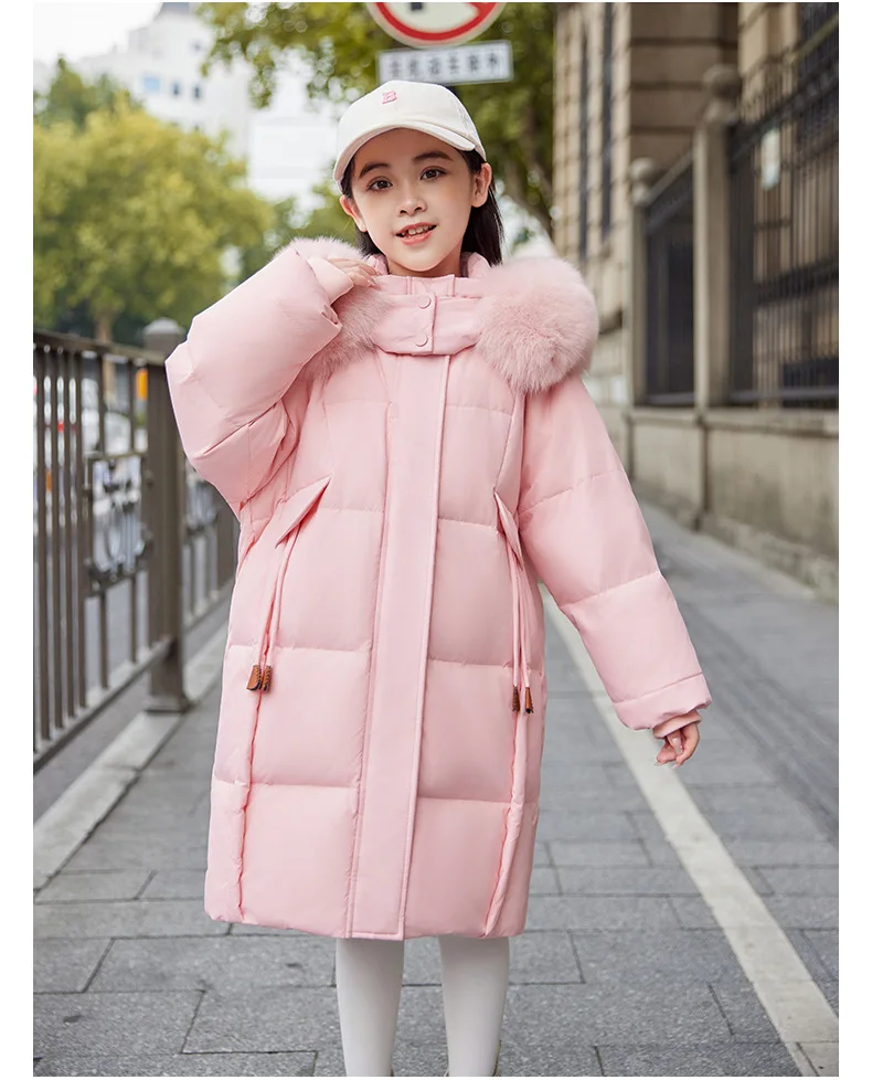OLEKID 2025 -30 Degree Winter Down Jacket For Girl Thick Warm Long Teen Girl Jacket Coat 5-12 Years Kid Parka Children Outerwear