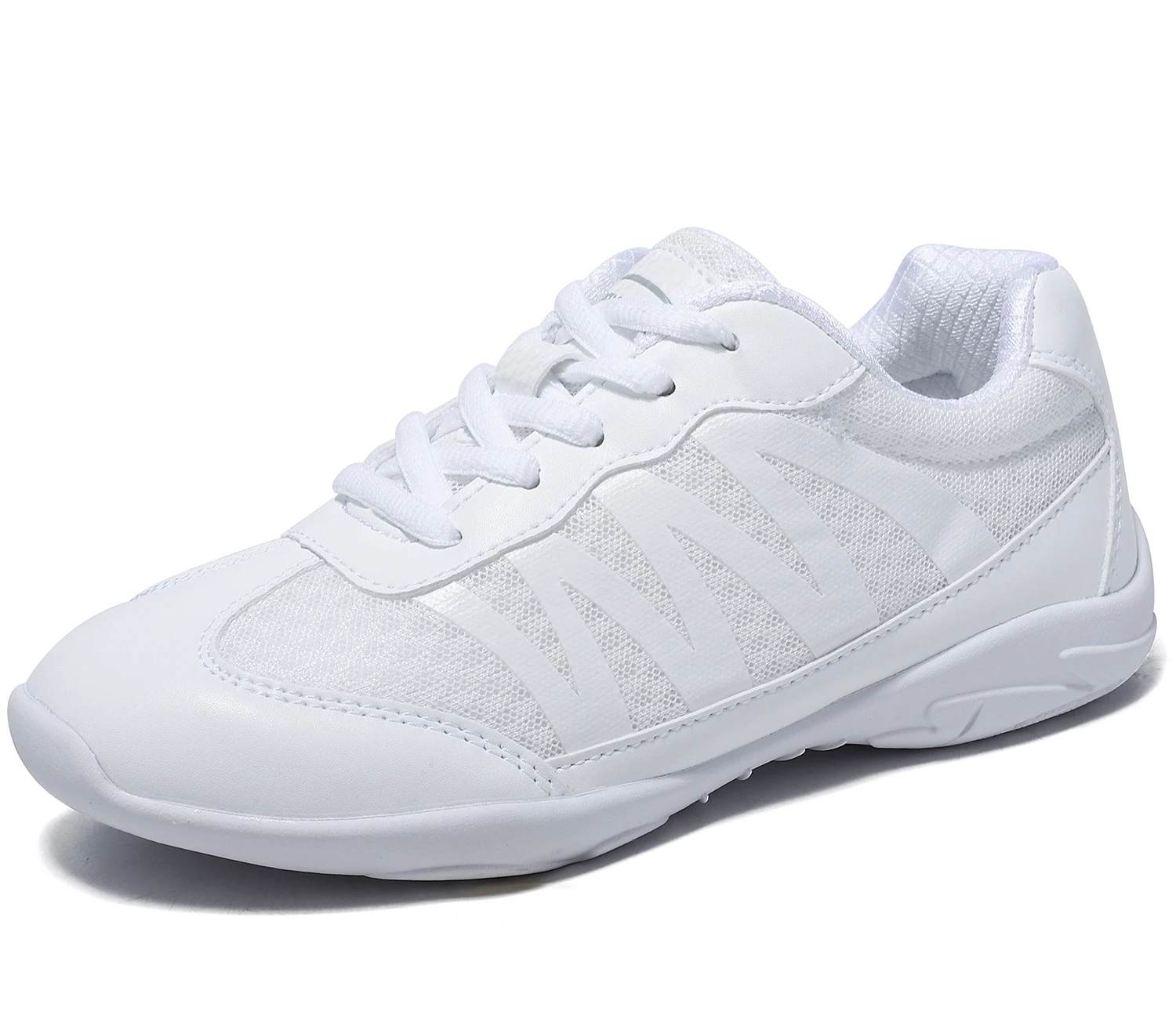 BAXINIER Girls White Cheer Athletic Shoes Lightweight Youth Dance Tennis Training Performance Sneakers Cushioned Grip