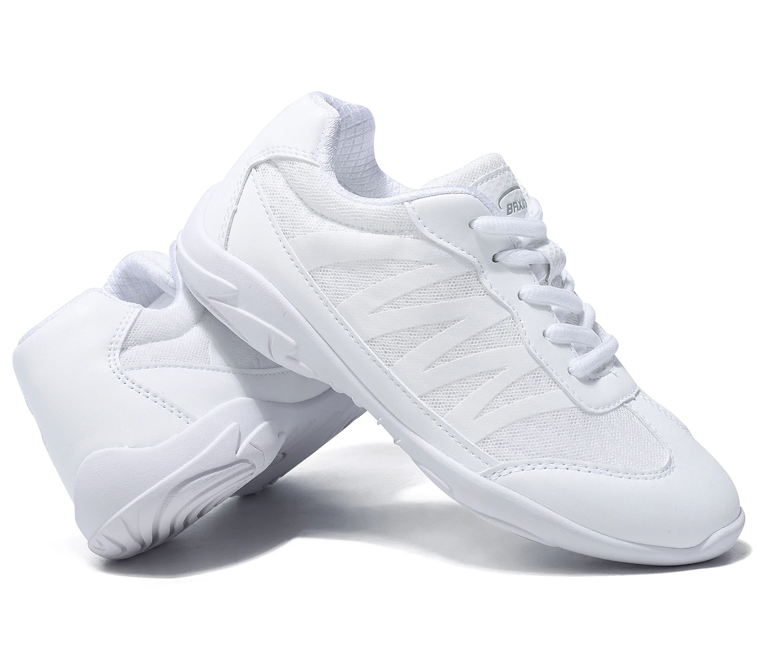 BAXINIER Girls White Cheer Athletic Shoes Lightweight Youth Dance Tennis Training Performance Sneakers Cushioned Grip