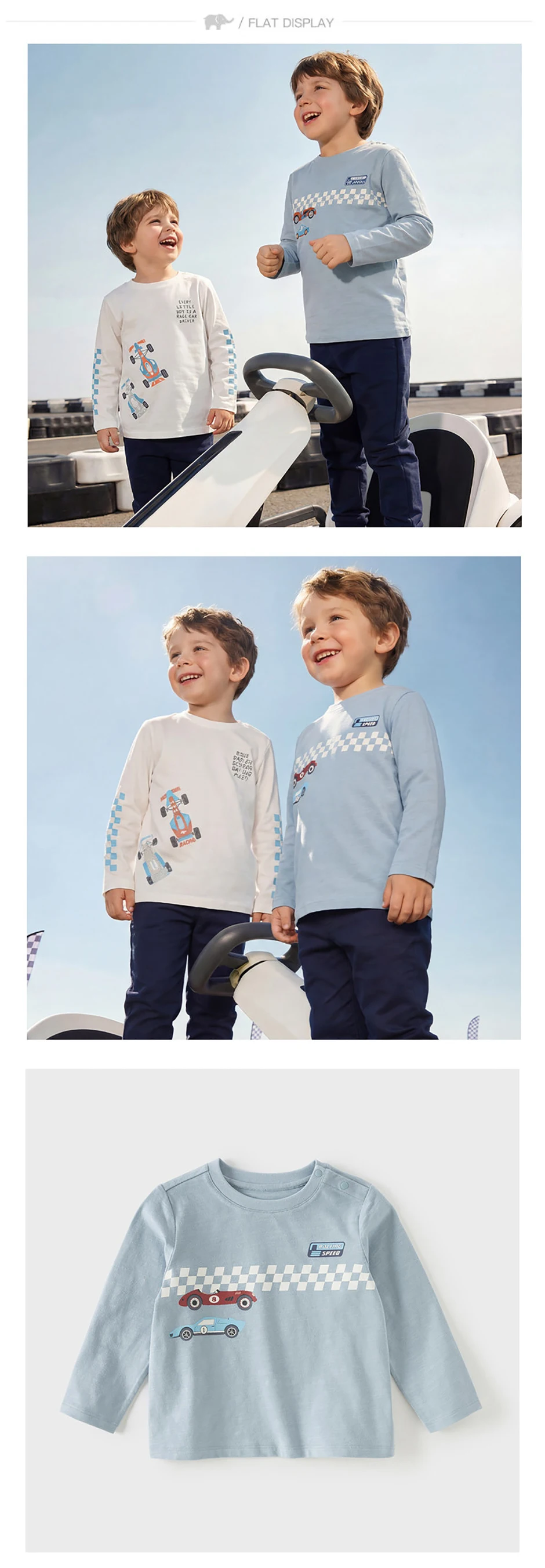 Dave Bella Children Cotton T-shirts Boys Clothing Spring Autumn Baby Long Sleeves Pullover Fashion Printed Casual Tops DB1260151