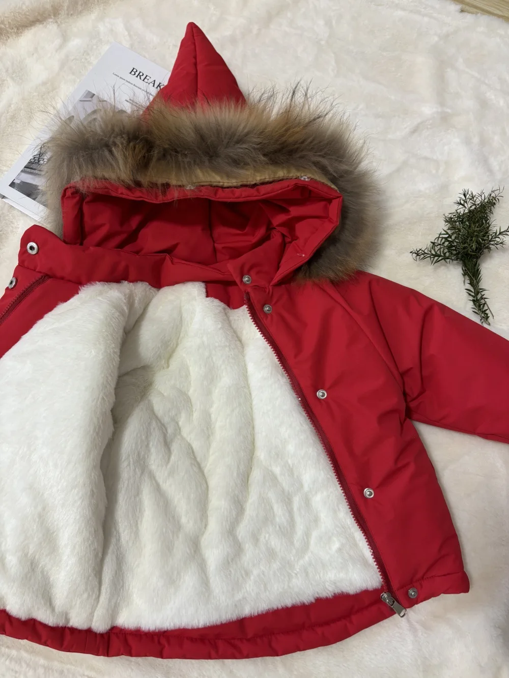 Winter Kids Jacket Children's Outerwear Coats with Big Fur Collar Boys Girls Coats Jacket Thicken Plush Warm Cotton Jacket