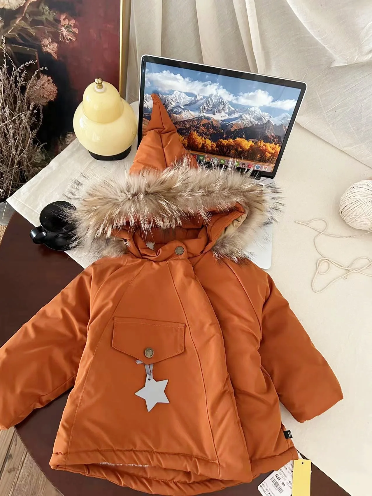 Winter Kids Jacket Children's Outerwear Coats with Big Fur Collar Boys Girls Coats Jacket Thicken Plush Warm Cotton Jacket