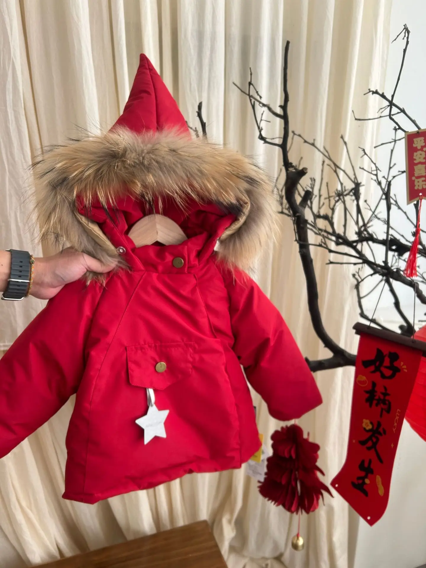 Winter Kids Jacket Children's Outerwear Coats with Big Fur Collar Boys Girls Coats Jacket Thicken Plush Warm Cotton Jacket