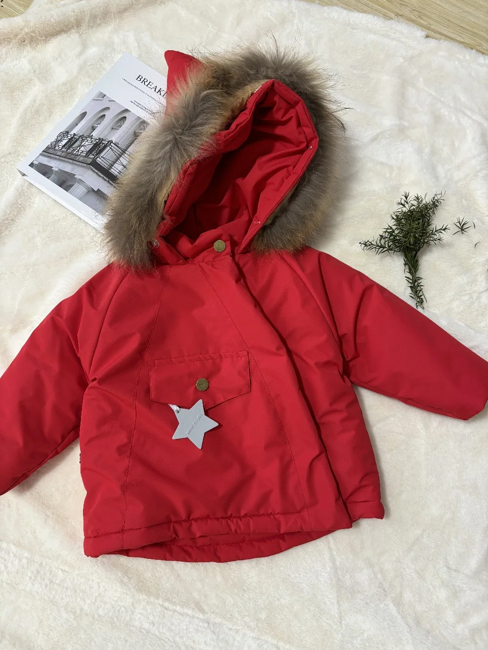 Winter Kids Jacket Children's Outerwear Coats with Big Fur Collar Boys Girls Coats Jacket Thicken Plush Warm Cotton Jacket