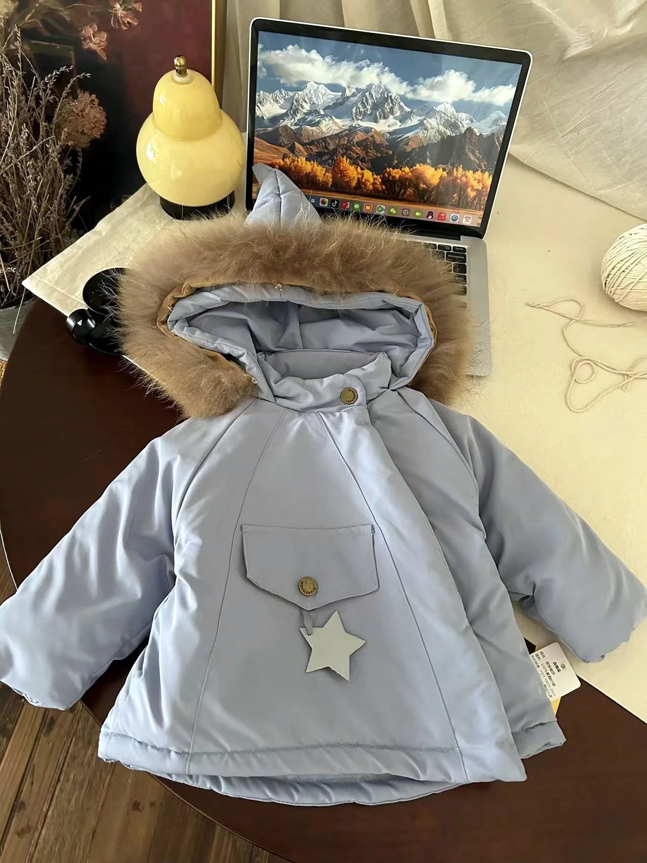Winter Kids Jacket Children's Outerwear Coats with Big Fur Collar Boys Girls Coats Jacket Thicken Plush Warm Cotton Jacket