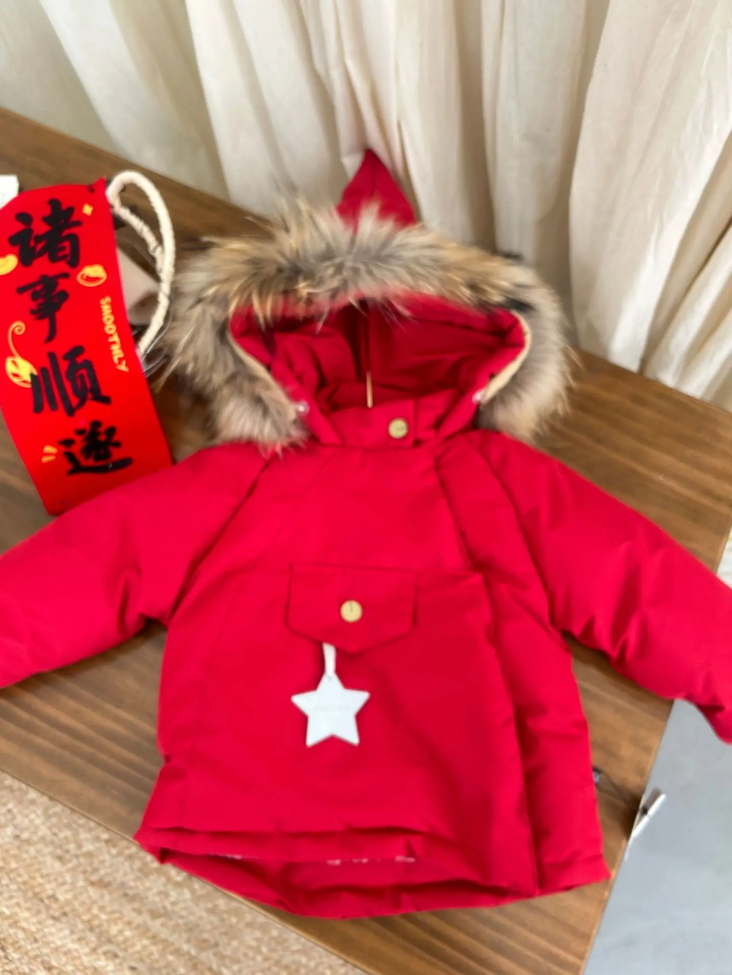 Winter Kids Jacket Children's Outerwear Coats with Big Fur Collar Boys Girls Coats Jacket Thicken Plush Warm Cotton Jacket