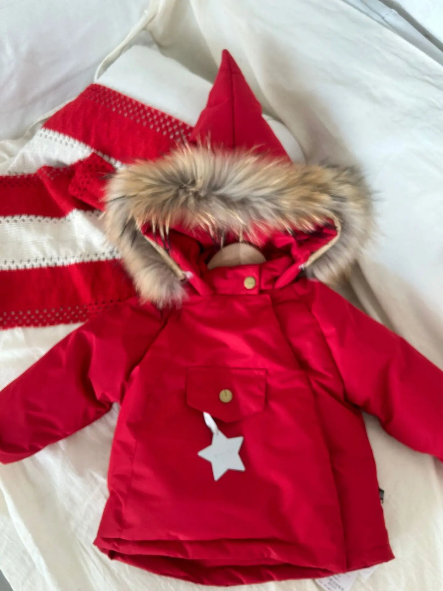 Winter Kids Jacket Children's Outerwear Coats with Big Fur Collar Boys Girls Coats Jacket Thicken Plush Warm Cotton Jacket