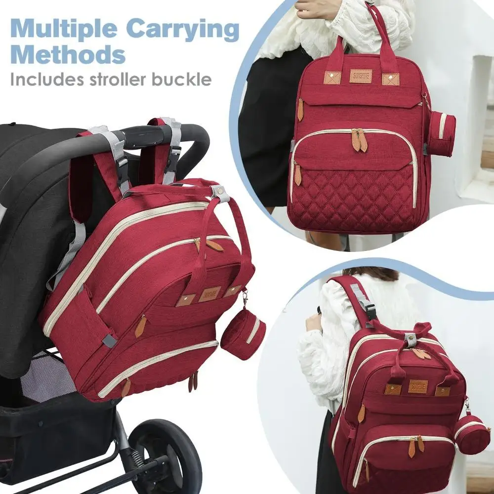 RsenFremior Large Diaper Bag with Changing Station, Foldable Diaper Bag Backpack with Bed ,Diaper Bag with Insulated Pockets