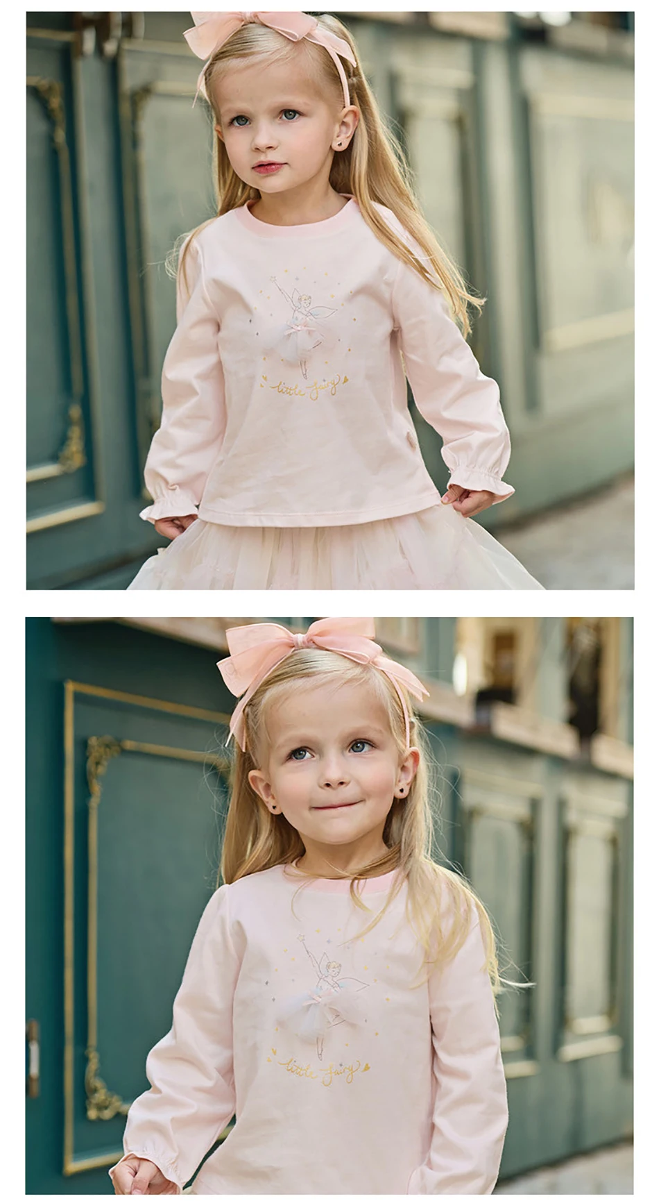 Dave Bella Children Girls T-shirt Mesh Skirt Set Baby Print Long Sleeve T-shirt Skirt Two Piece Set Party Cute Clothes DB1260998
