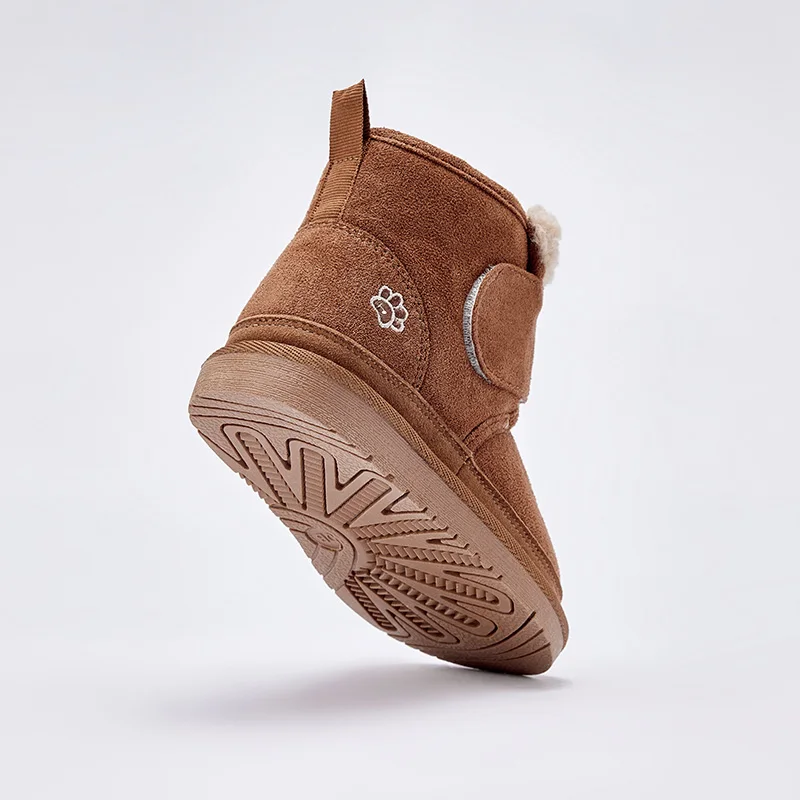 Dave Bella Children Snow Boots Winter Autumn Boys Thicken Warmth Shoes Girls Plush Brown Ankle Boots Non-slip Footwear DB4243409
