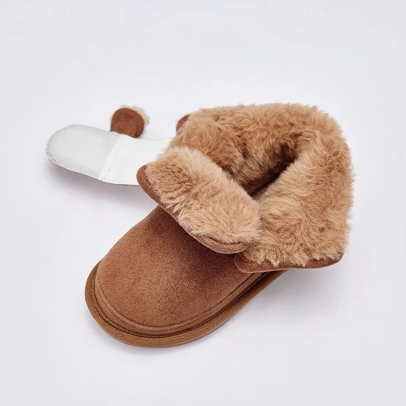 Dave Bella Children Snow Boots Winter Autumn Boys Thicken Warmth Shoes Girls Plush Brown Ankle Boots Non-slip Footwear DB4243409