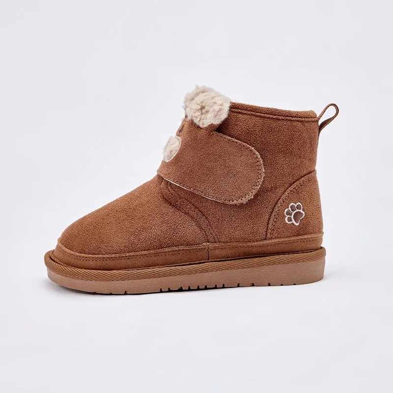 Dave Bella Children Snow Boots Winter Autumn Boys Thicken Warmth Shoes Girls Plush Brown Ankle Boots Non-slip Footwear DB4243409