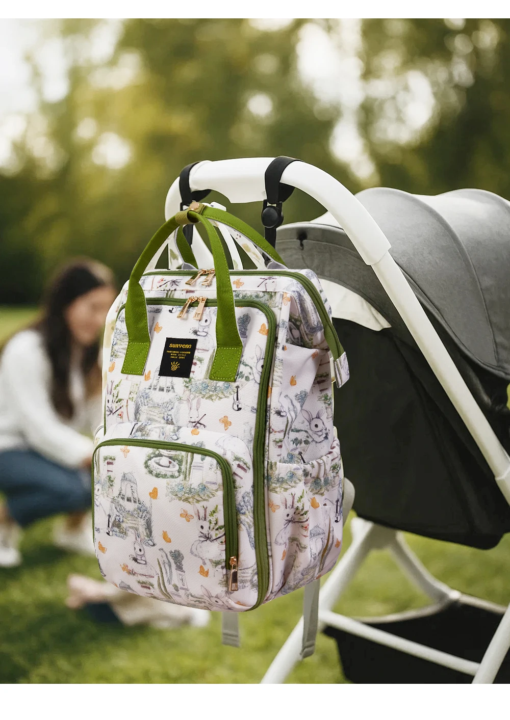 Sunveno Large Capacity Diaper Bag Backpack – Stylish Maternity Mommy Bag with Multi-Function Pockets, Lightweight Waterproof