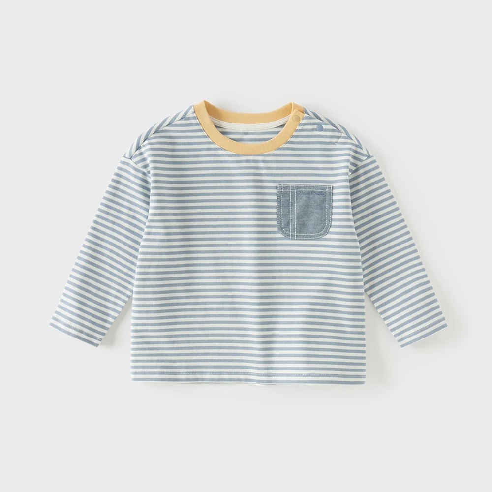 Dave Bella Children T-shirts Spring Summer Boys' Pure Cotton Pullover Long Sleeves Casual Bottoming Tops Kids Clothing DB1260028