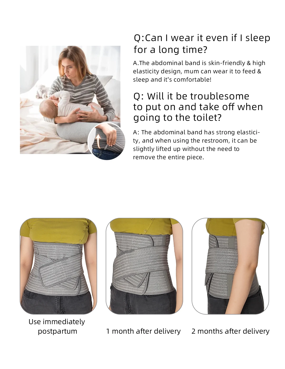 Sunveno Postpartum Belly Band Girdle for Postnatal Adjustable Belly Wrap C-section Recovery Binder Abdominal Support