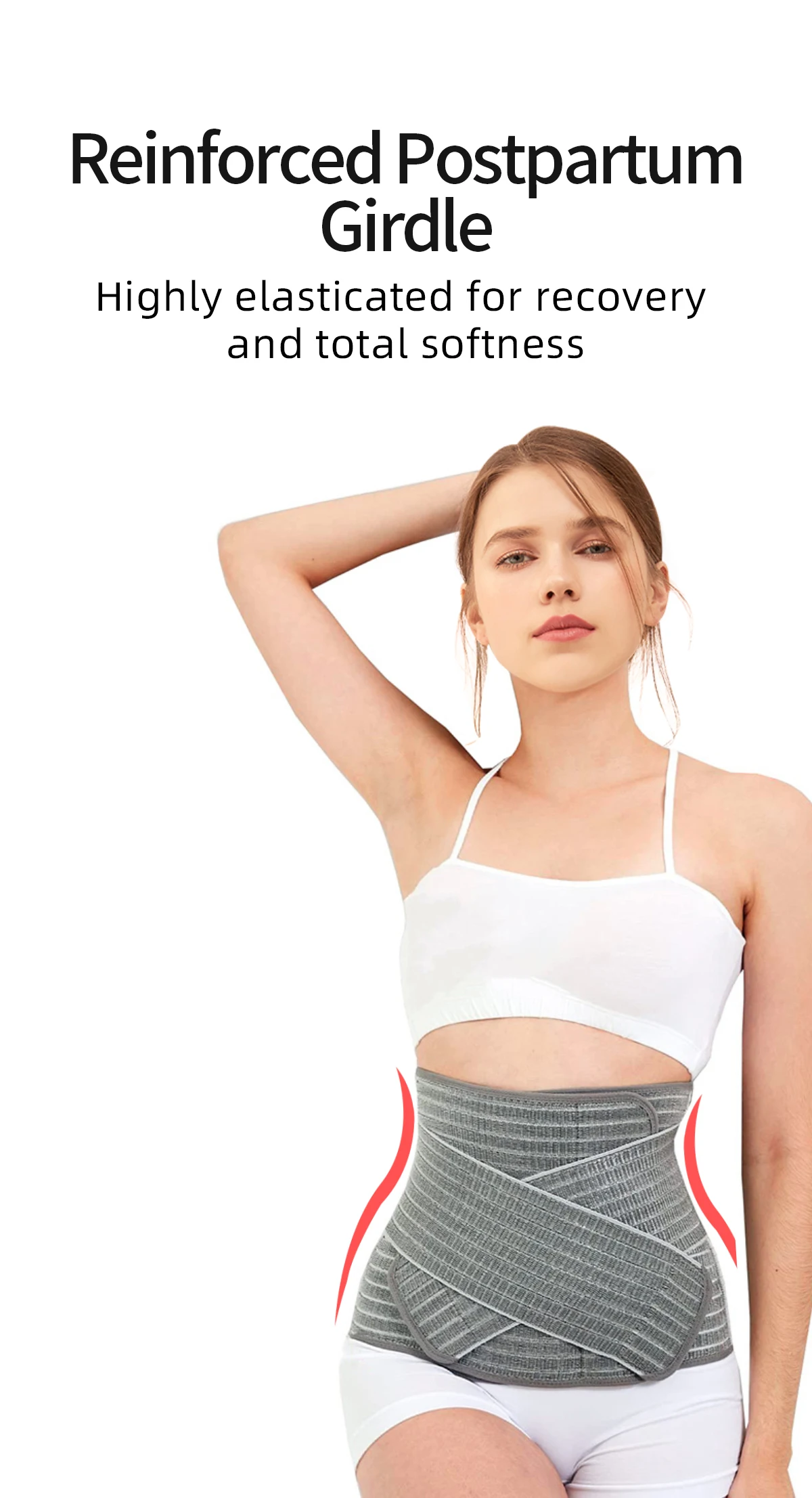 Sunveno Postpartum Belly Band Girdle for Postnatal Adjustable Belly Wrap C-section Recovery Binder Abdominal Support