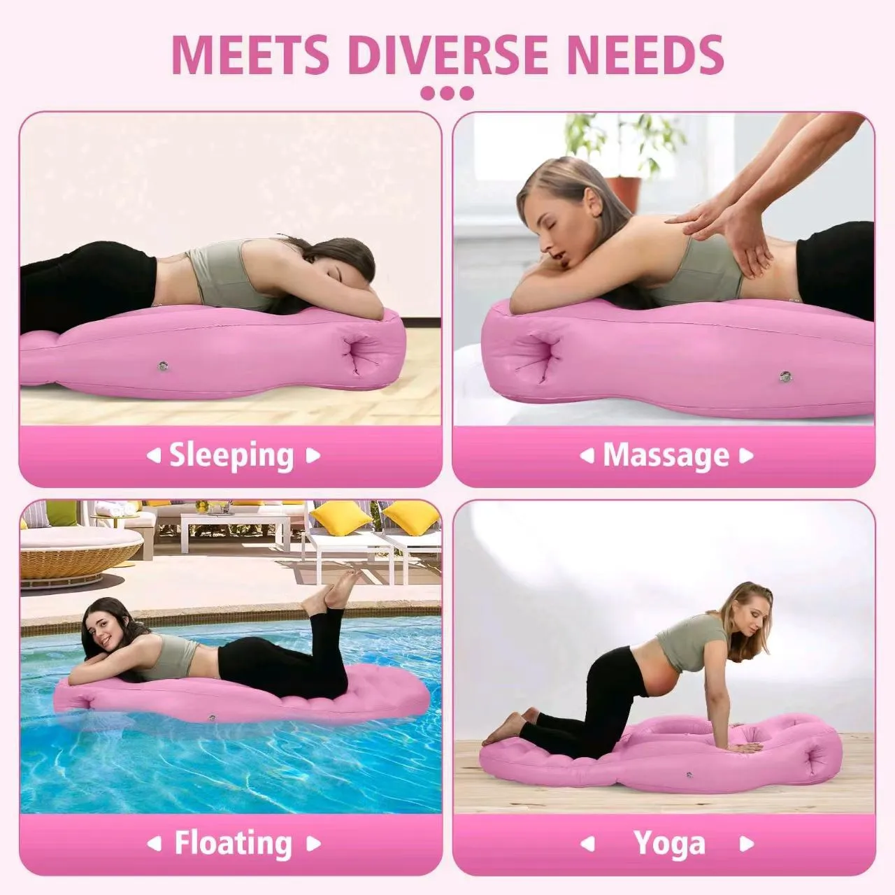 With Holes Inflatable Maternity Bed Foldable Adjustable Firmness Maternity Sleeping Mat Includes Air Pump