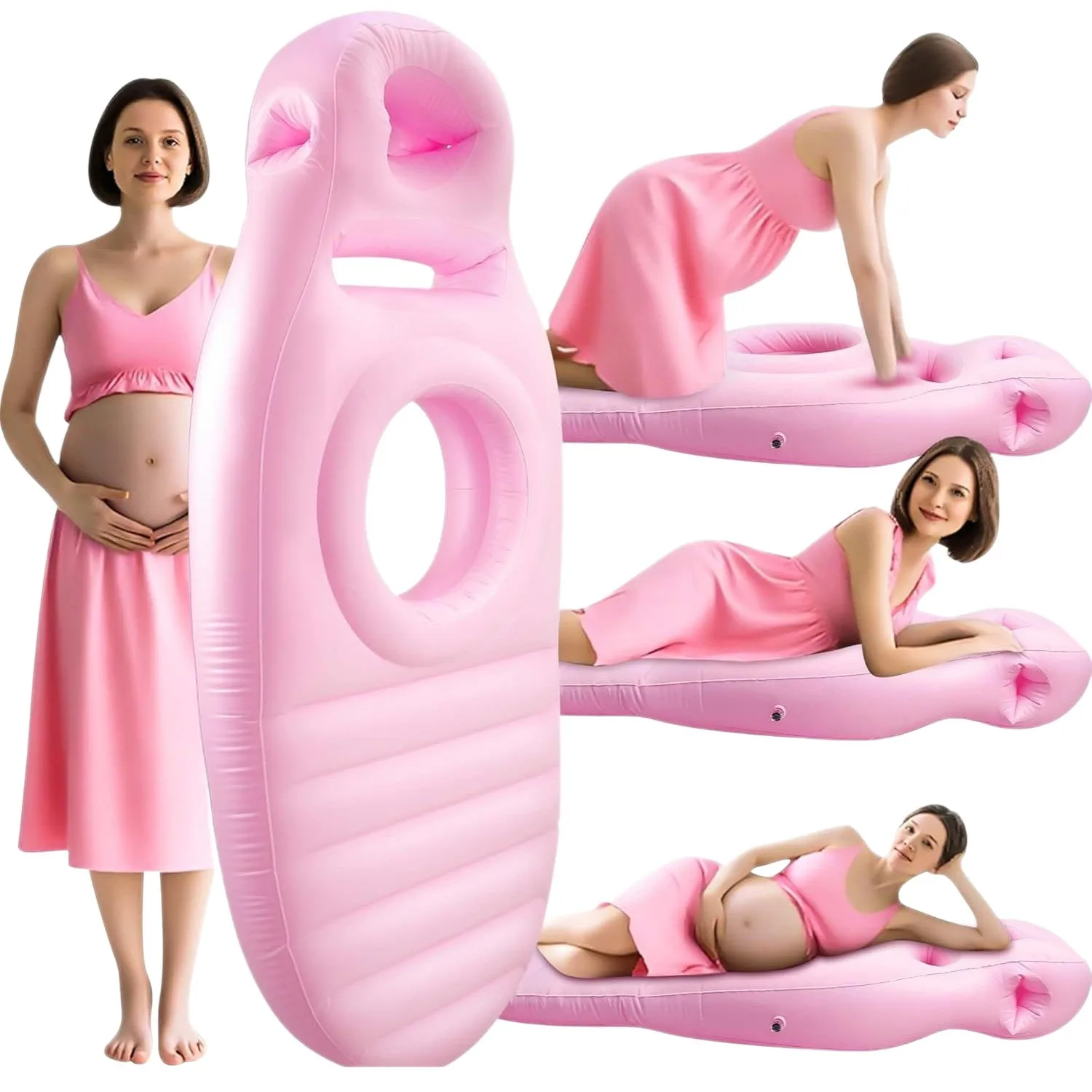 With Holes Inflatable Maternity Bed Foldable Adjustable Firmness Maternity Sleeping Mat Includes Air Pump