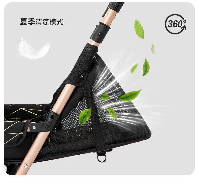 High-view Twin Stroller, Lightweight and Foldable, Can Be Used in Sitting or Reclining Positions, Front and Rear Seating.