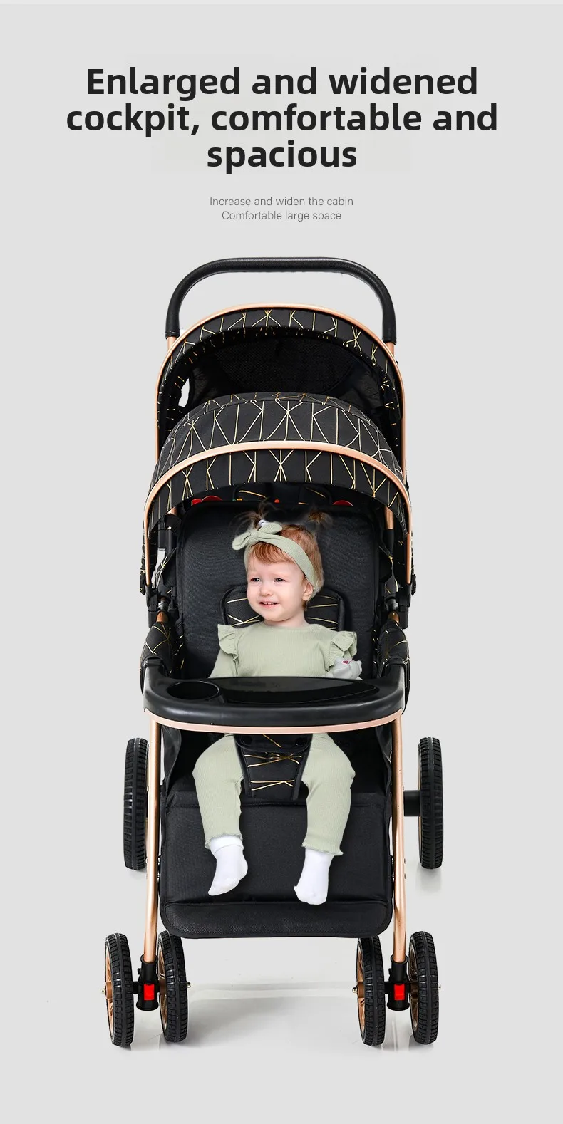 High-view Twin Stroller, Lightweight and Foldable, Can Be Used in Sitting or Reclining Positions, Front and Rear Seating.